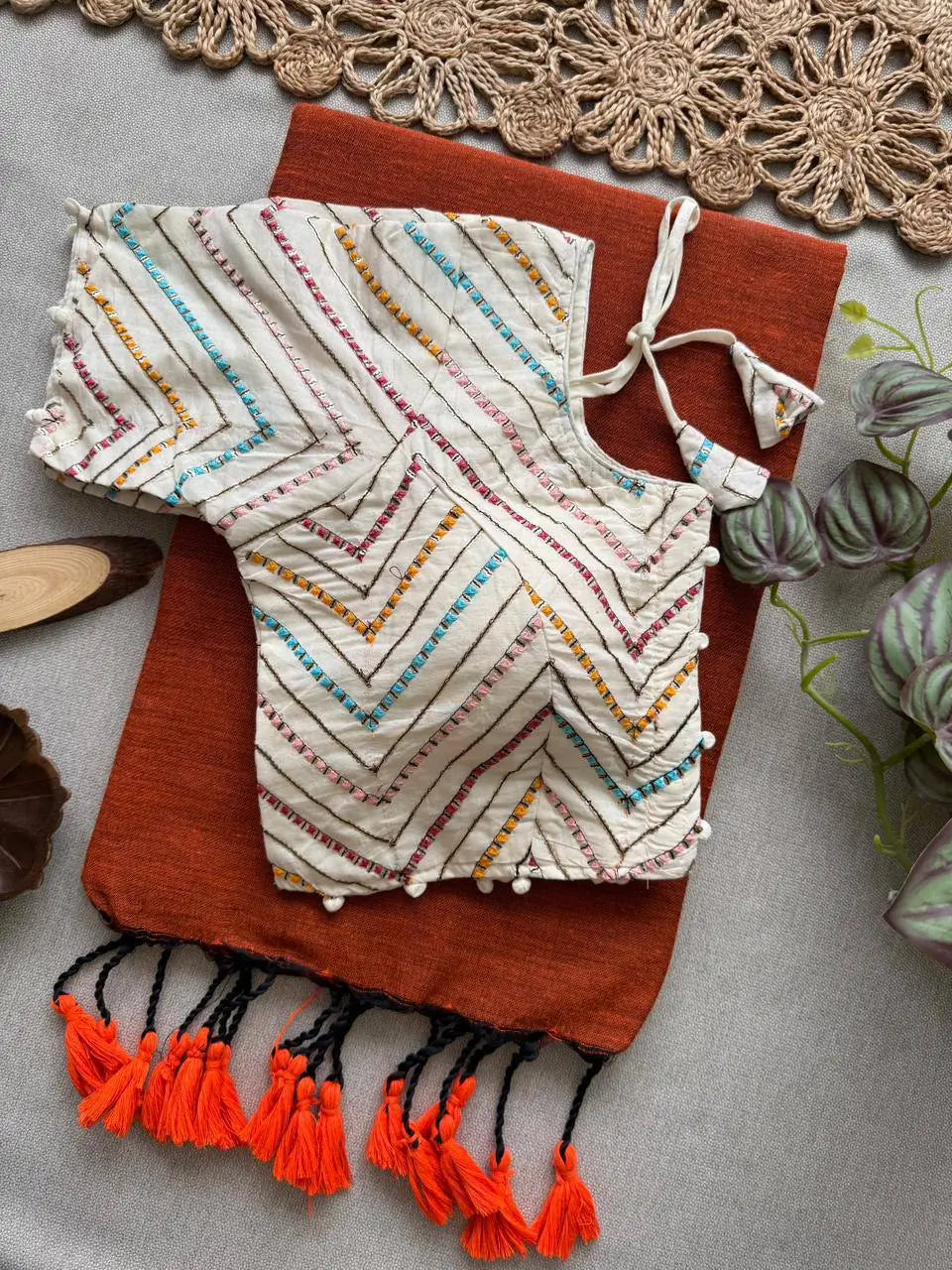 Khadi Cotton Saree with Embroidered Aura Cotton Blouse