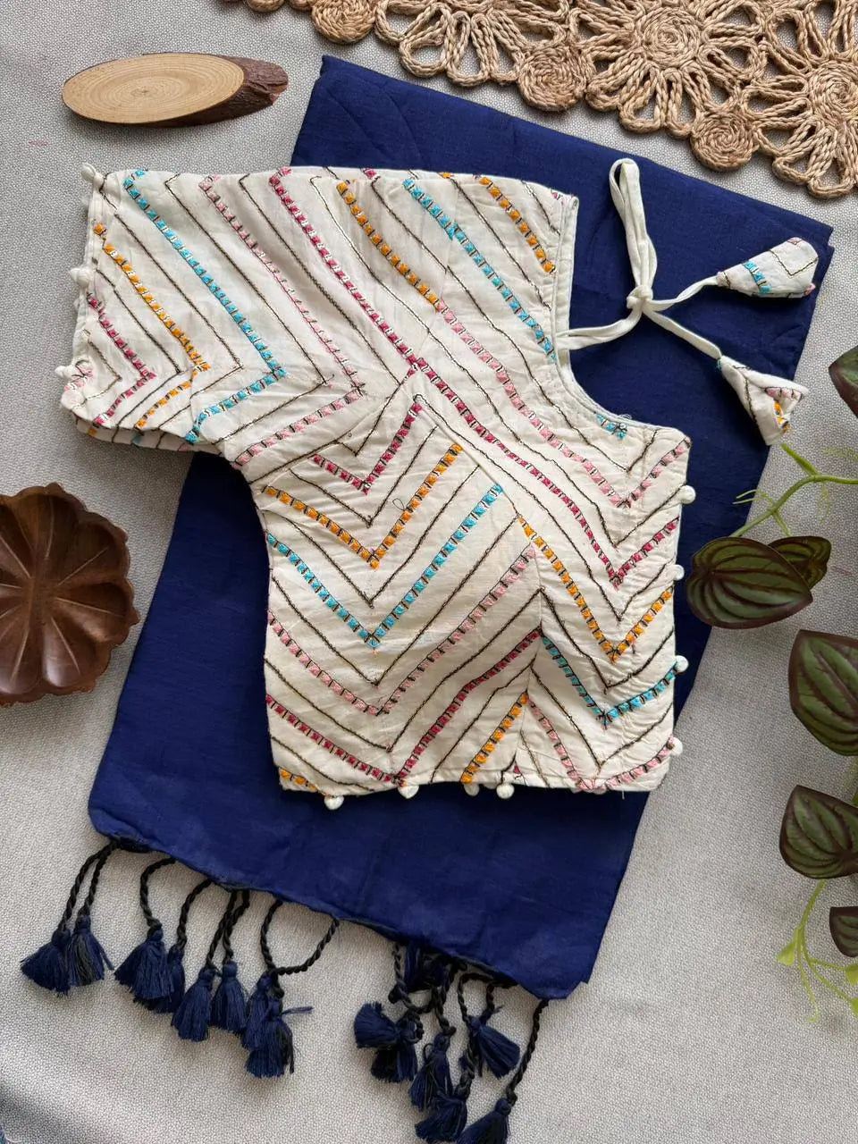 Khadi Cotton Saree with Embroidered Aura Cotton Blouse