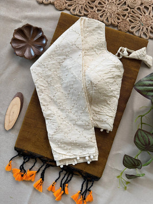 Khadi Cotton Saree with Embroidered Aura Cotton Blouse