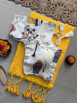 Khadi Cotton Saree with Embroidered Aura Cotton Blouse