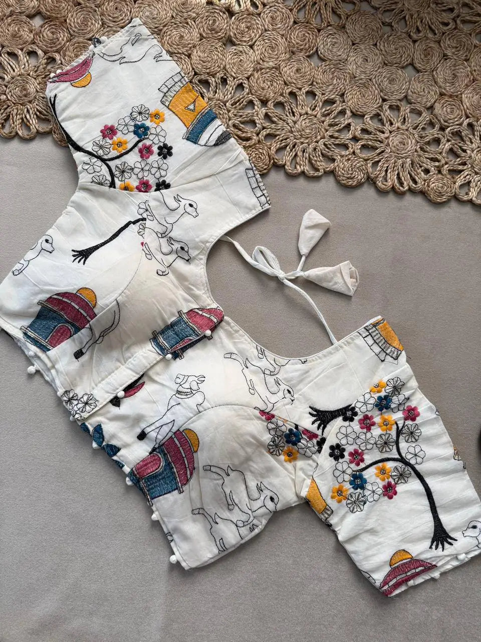 Khadi Cotton Saree with Embroidered Aura Cotton Blouse