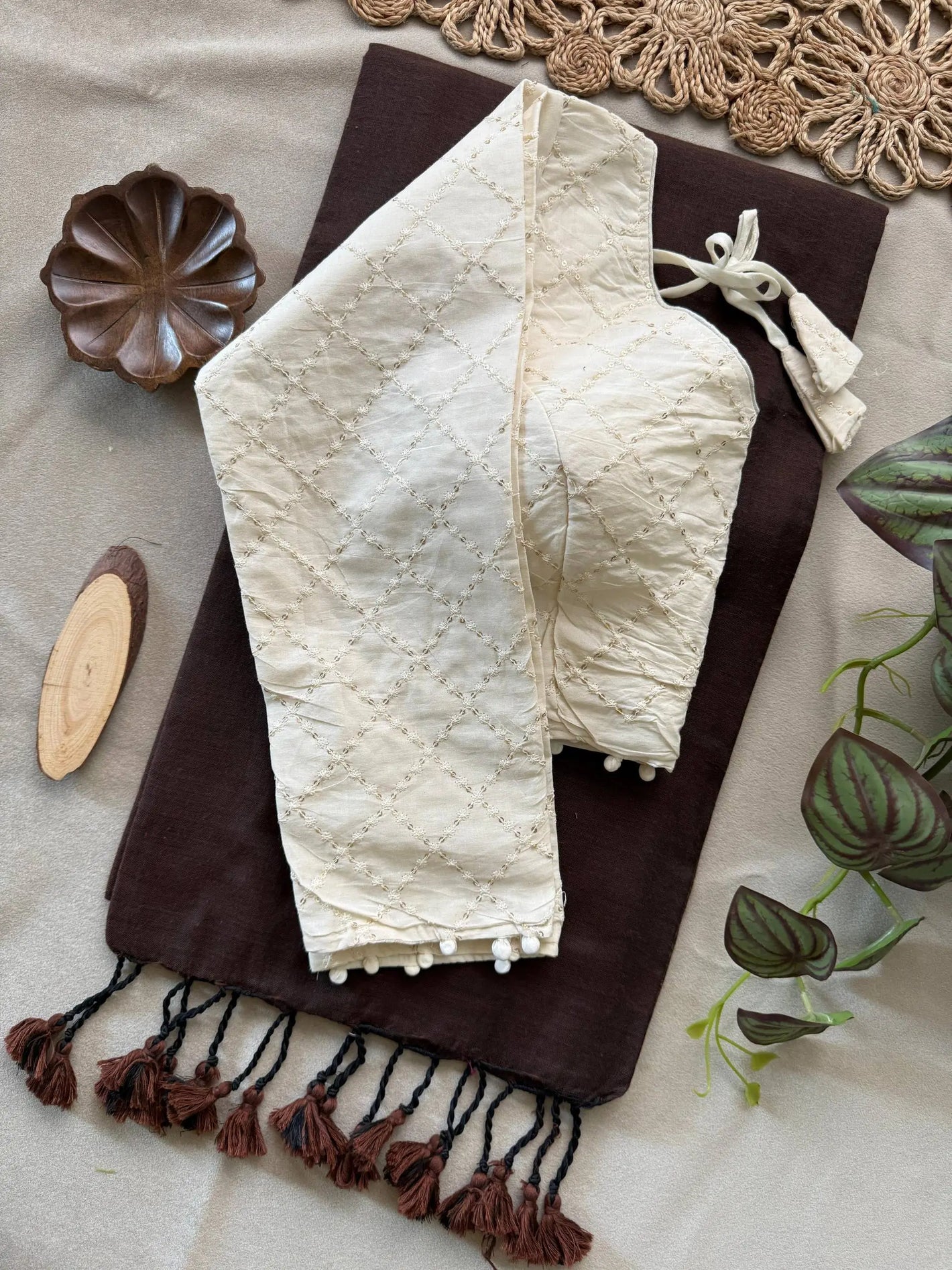 Khadi Cotton Saree with Embroidered Aura Cotton Blouse