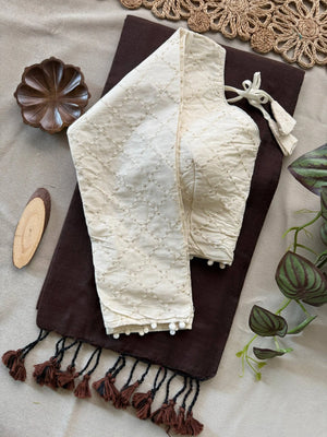 Khadi Cotton Saree with Embroidered Aura Cotton Blouse