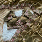 Khadi Moss Silk Embroidery Saree Set