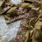 Khadi Moss Silk Embroidery Saree Set