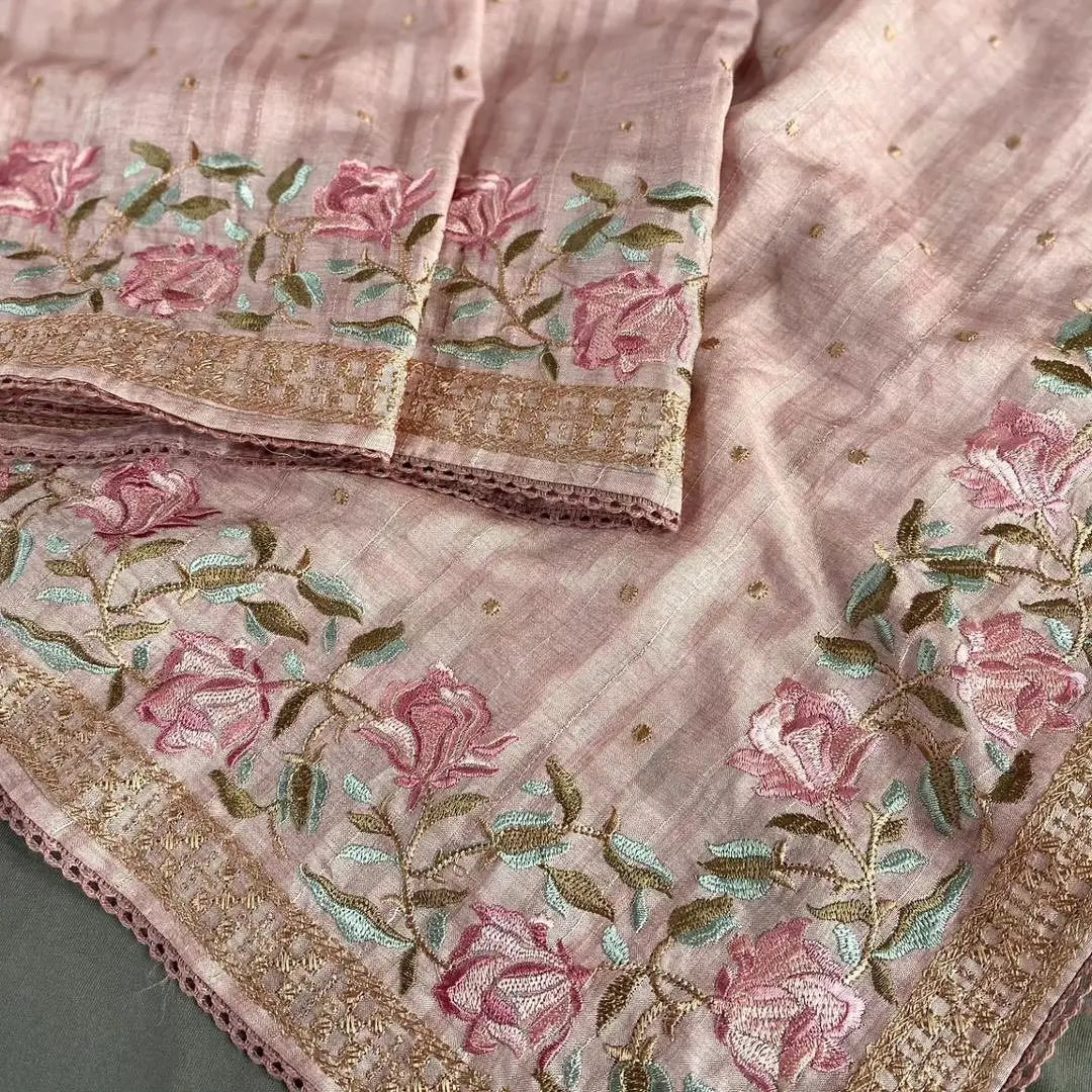 Kolam Silk Embroidered Saree Set