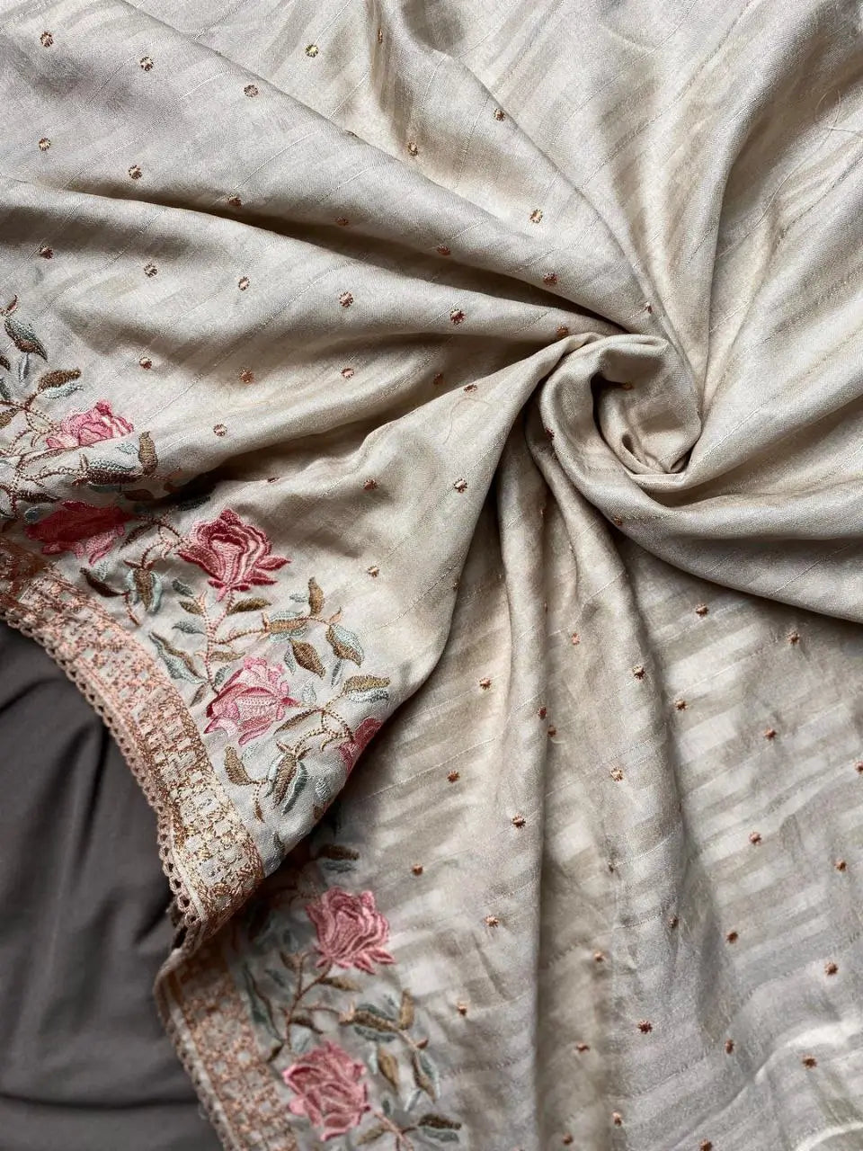 Kolam Silk Embroidered Saree Set