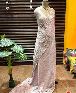 Kolam Silk Embroidered Saree Set