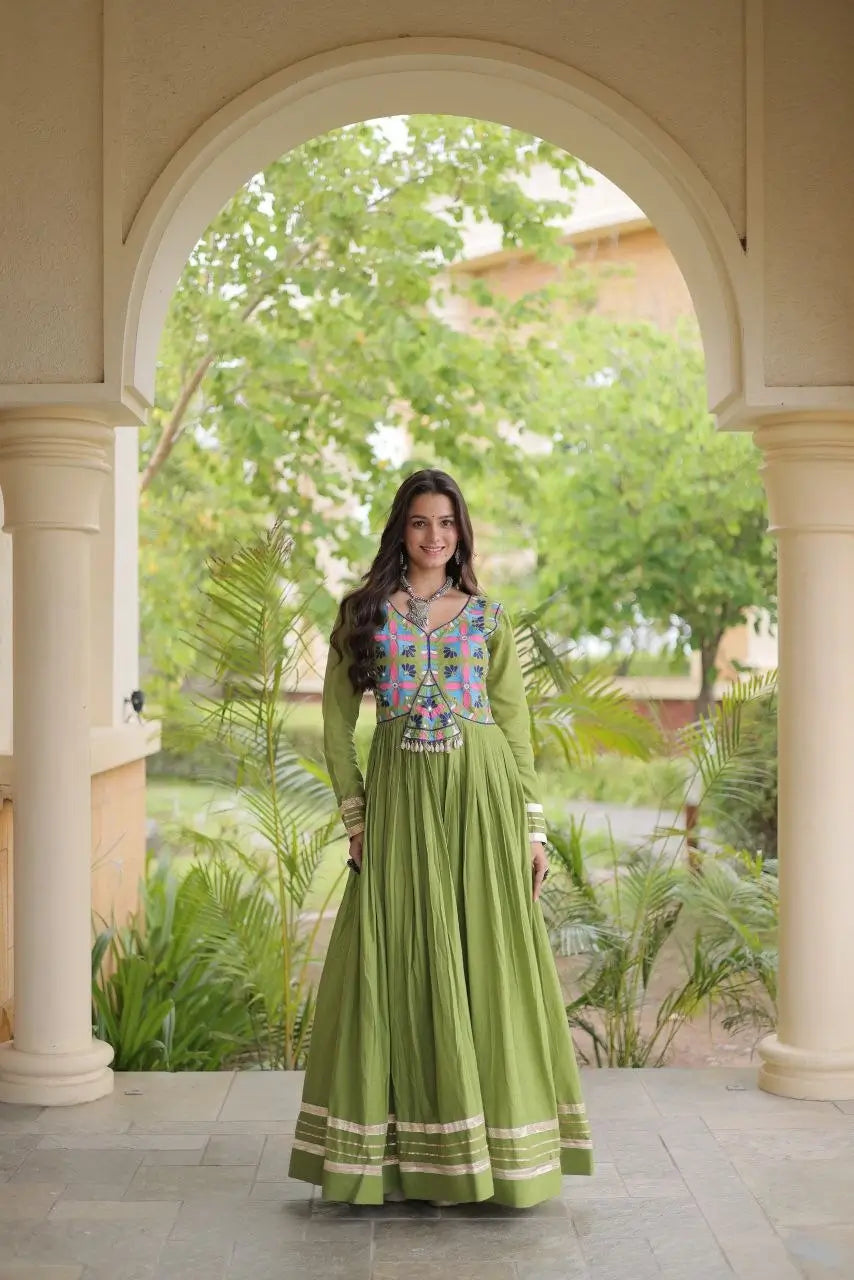 Kora Cotton Gota Jacket Anarkali