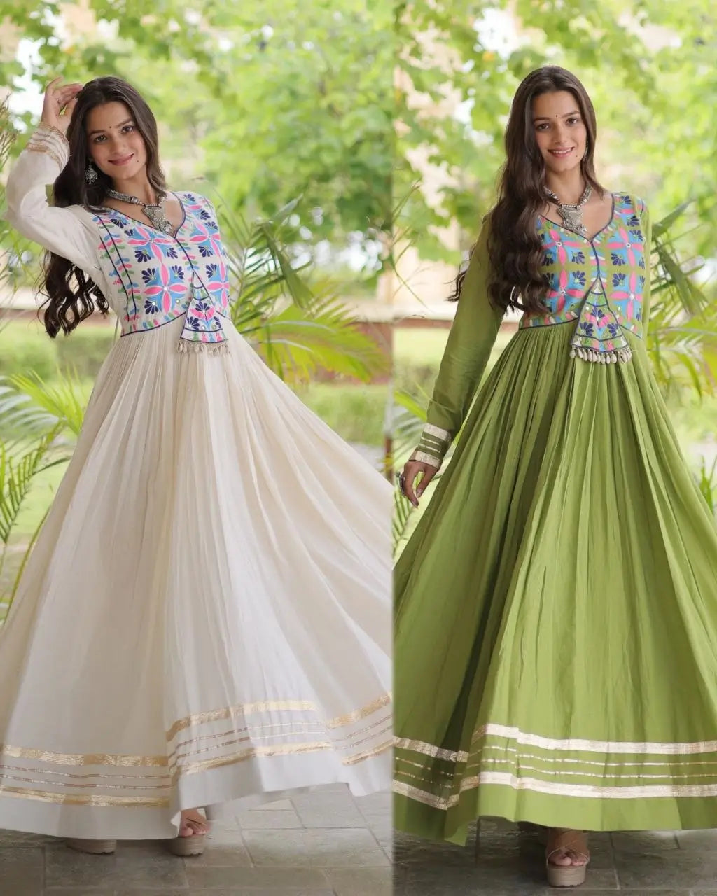 Kora Cotton Gota Jacket Anarkali