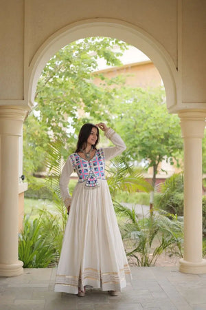 Kora Cotton Gota Jacket Anarkali
