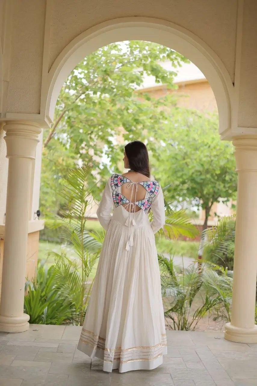 Kora Cotton Gota Jacket Anarkali