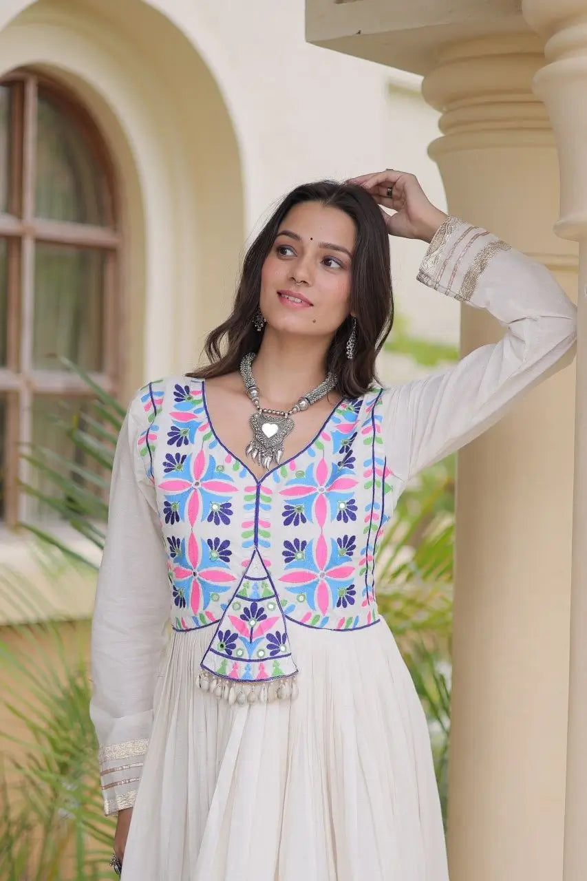 Kora Cotton Gota Jacket Anarkali