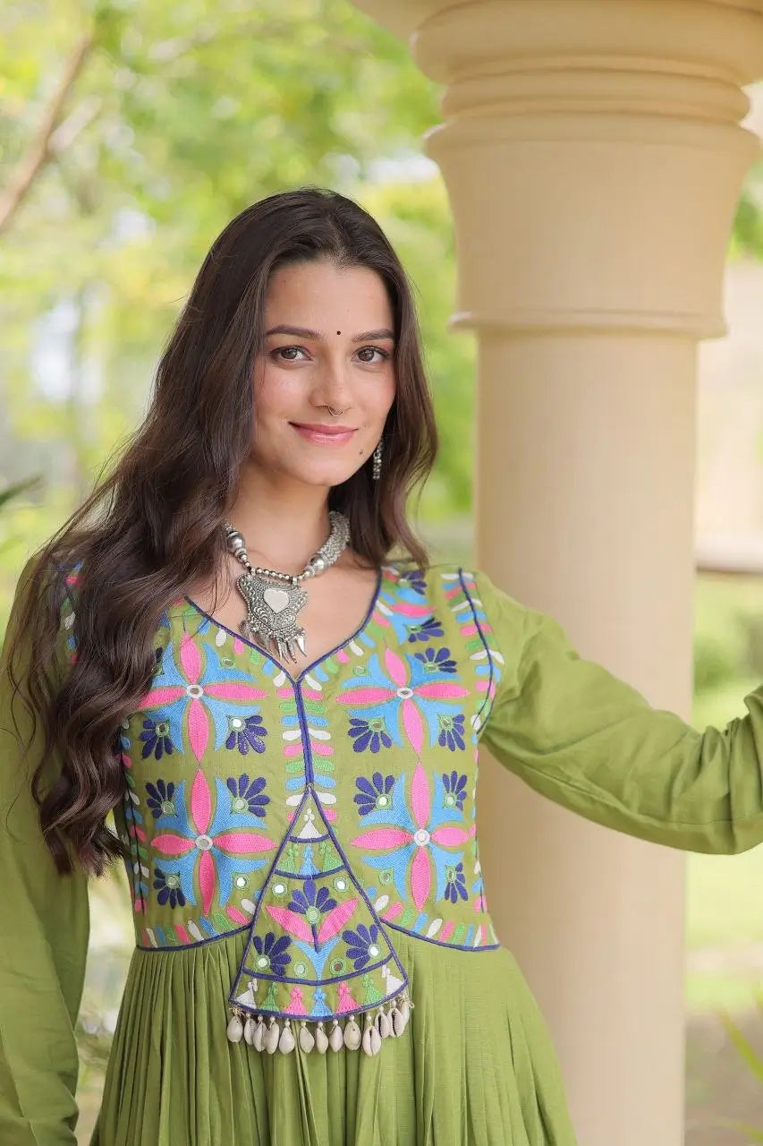 Kora Cotton Gota Jacket Anarkali
