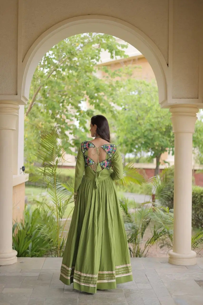 Kora Cotton Gota Jacket Anarkali