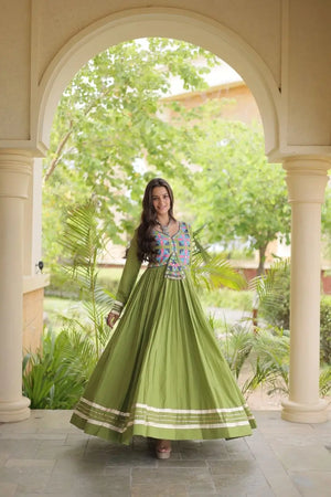 Kora Cotton Gota Jacket Anarkali