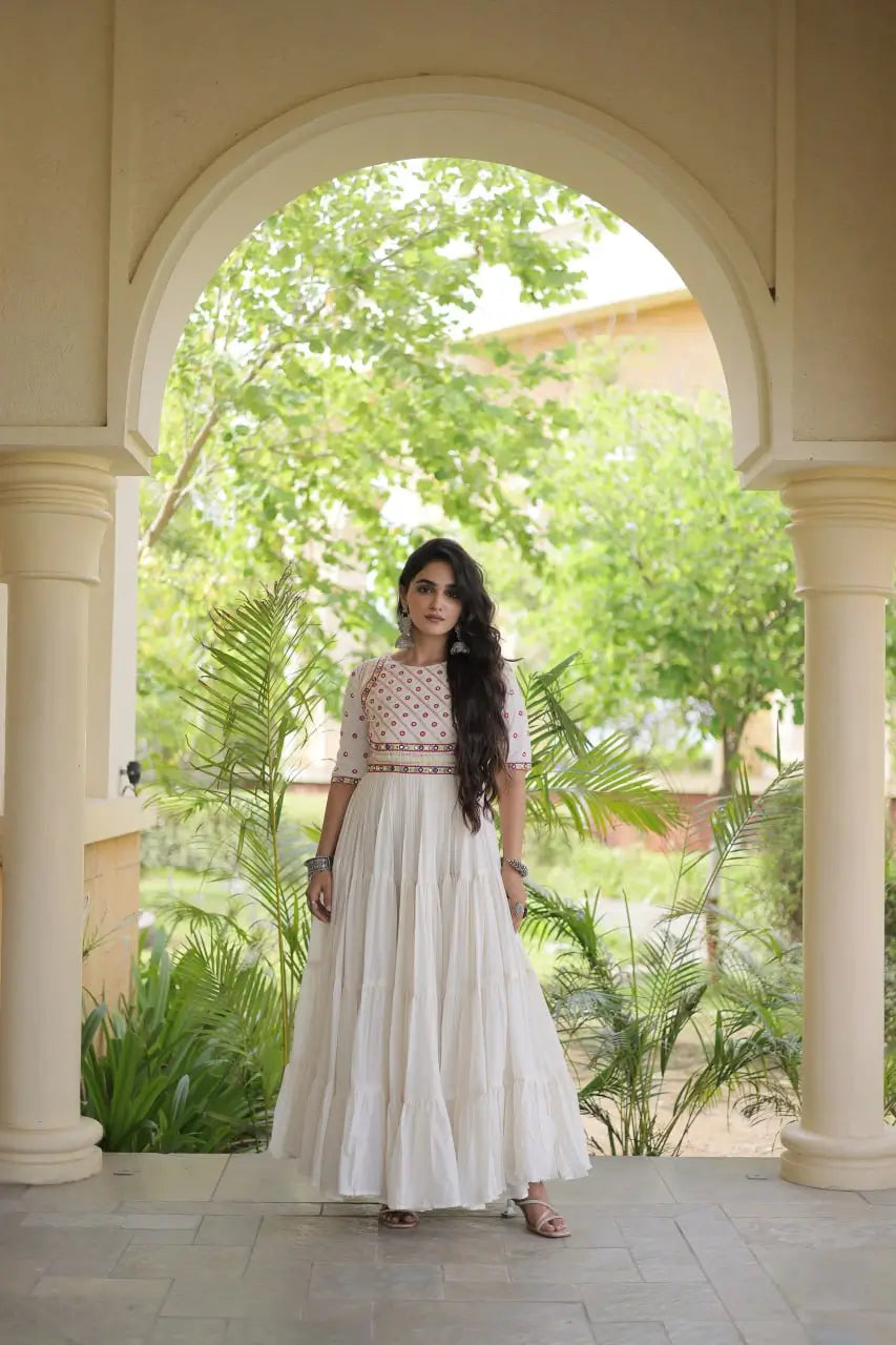 Kora Cotton Gota Patti Anarkali