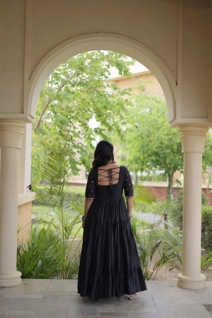 Kora Cotton Gota Patti Anarkali