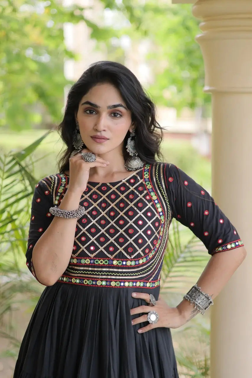 Kora Cotton Gota Patti Anarkali