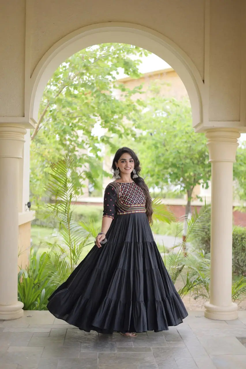 Kora Cotton Gota Patti Anarkali