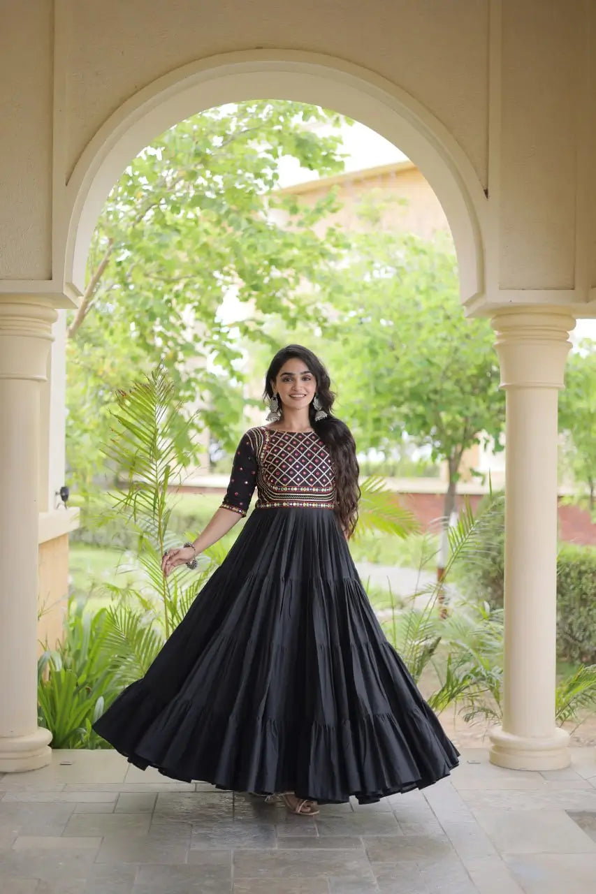 Kora Cotton Gota Patti Anarkali