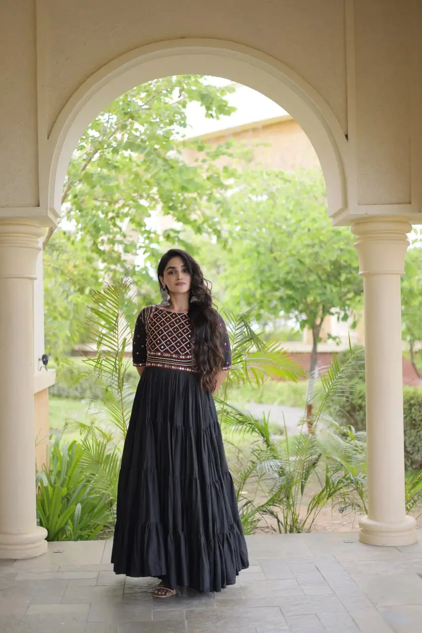 Kora Cotton Gota Patti Anarkali