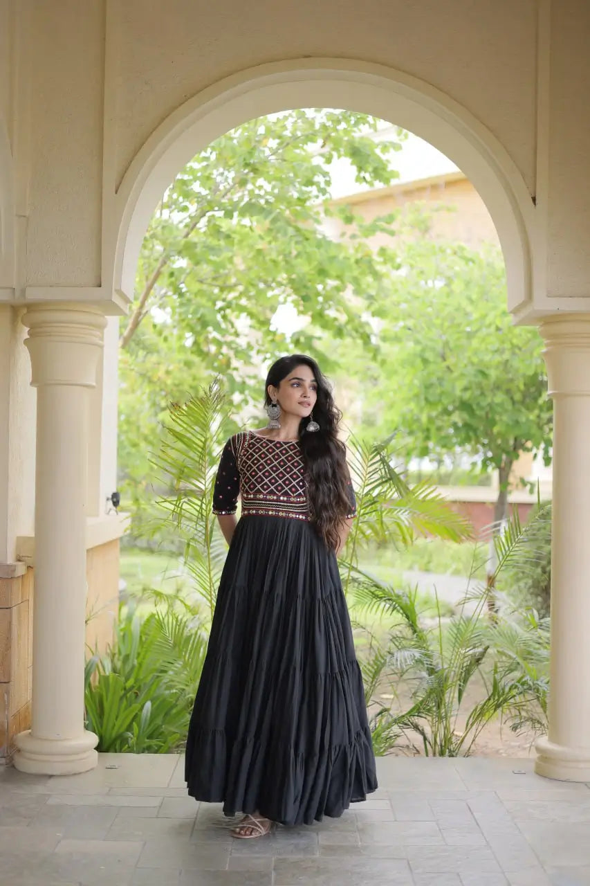 Kora Cotton Gota Patti Anarkali