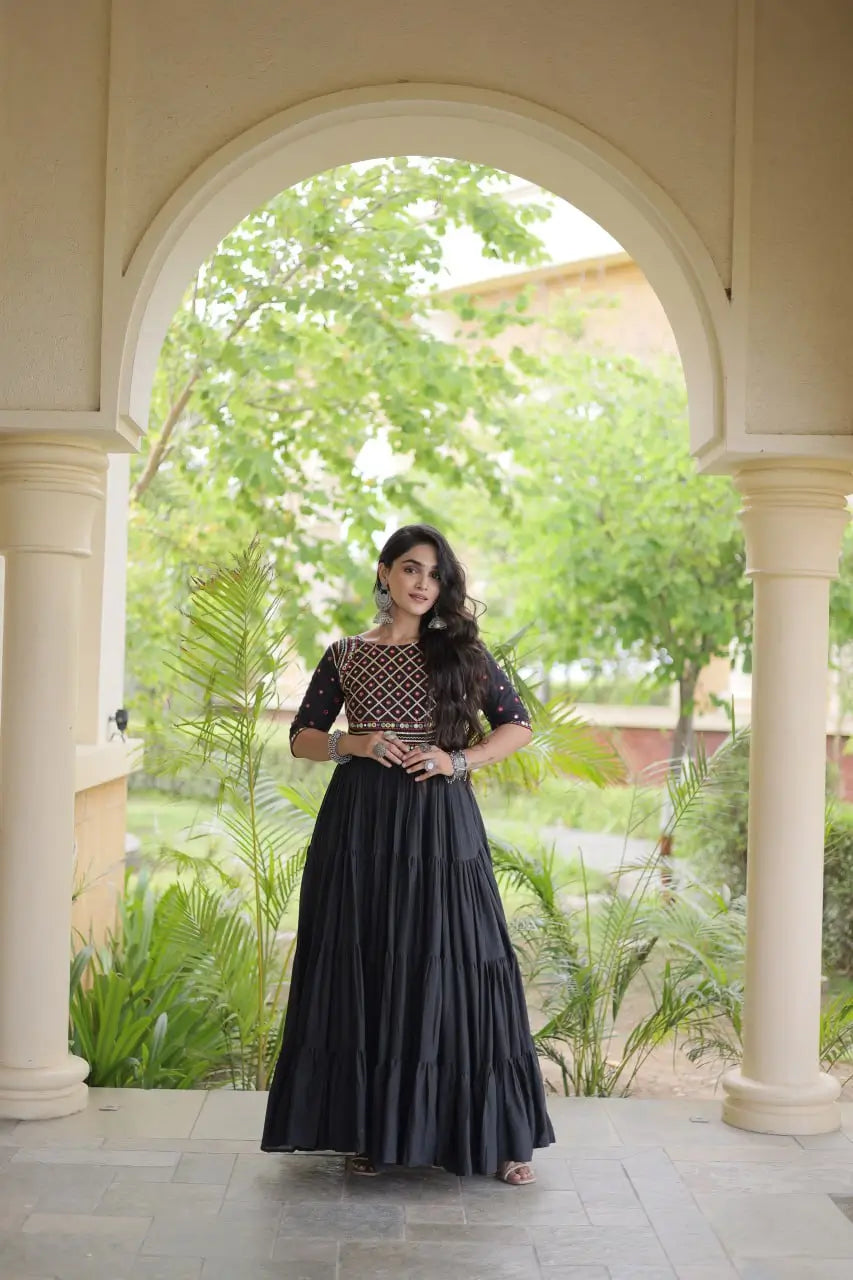 Kora Cotton Gota Patti Anarkali