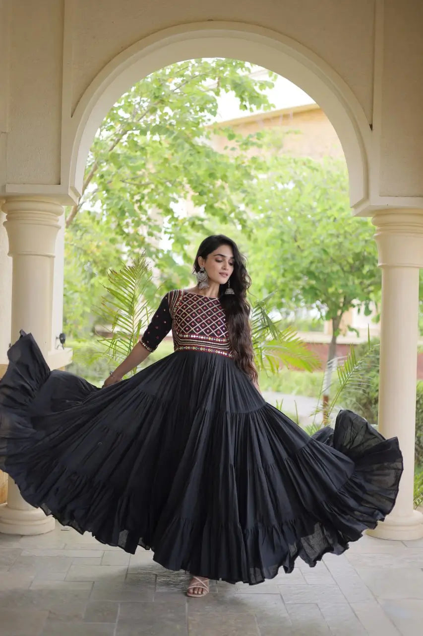 Kora Cotton Gota Patti Anarkali