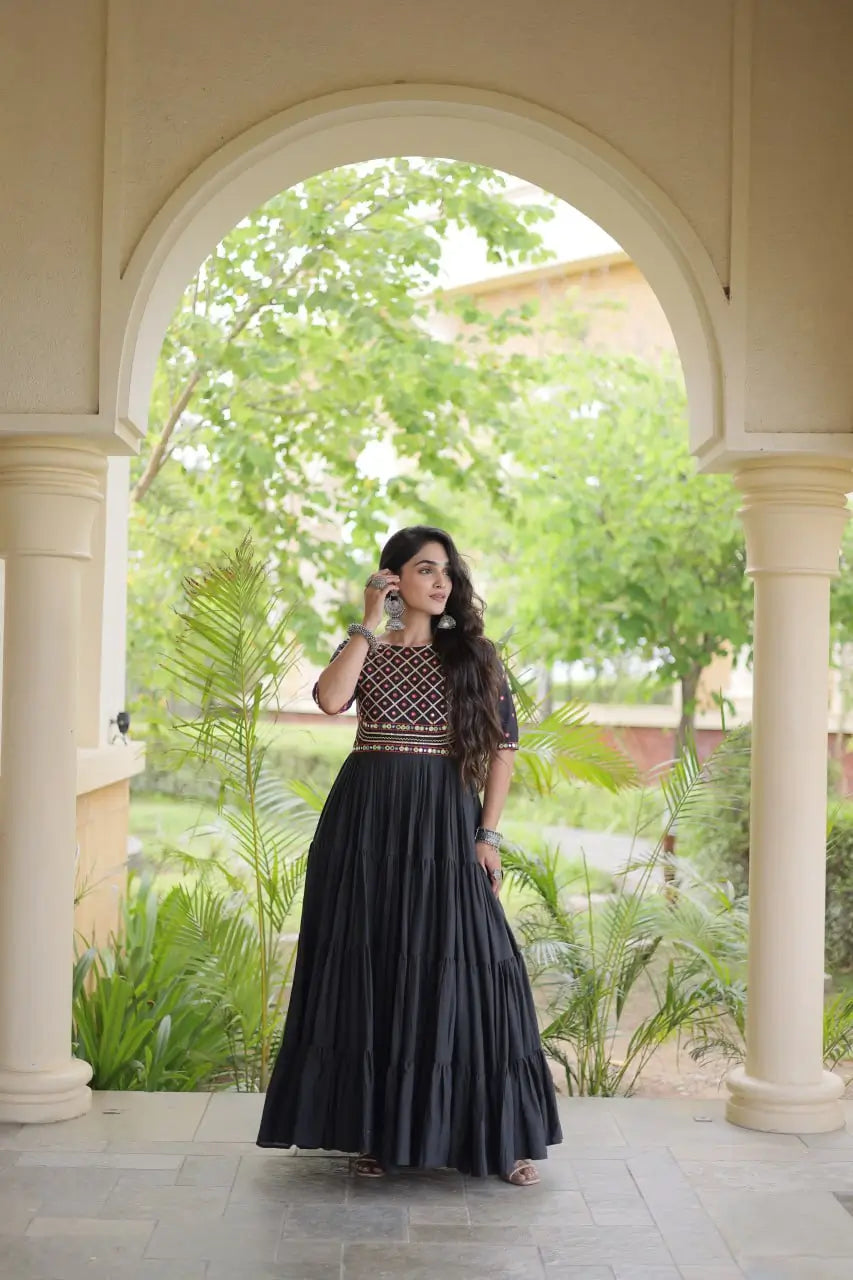 Kora Cotton Gota Patti Anarkali