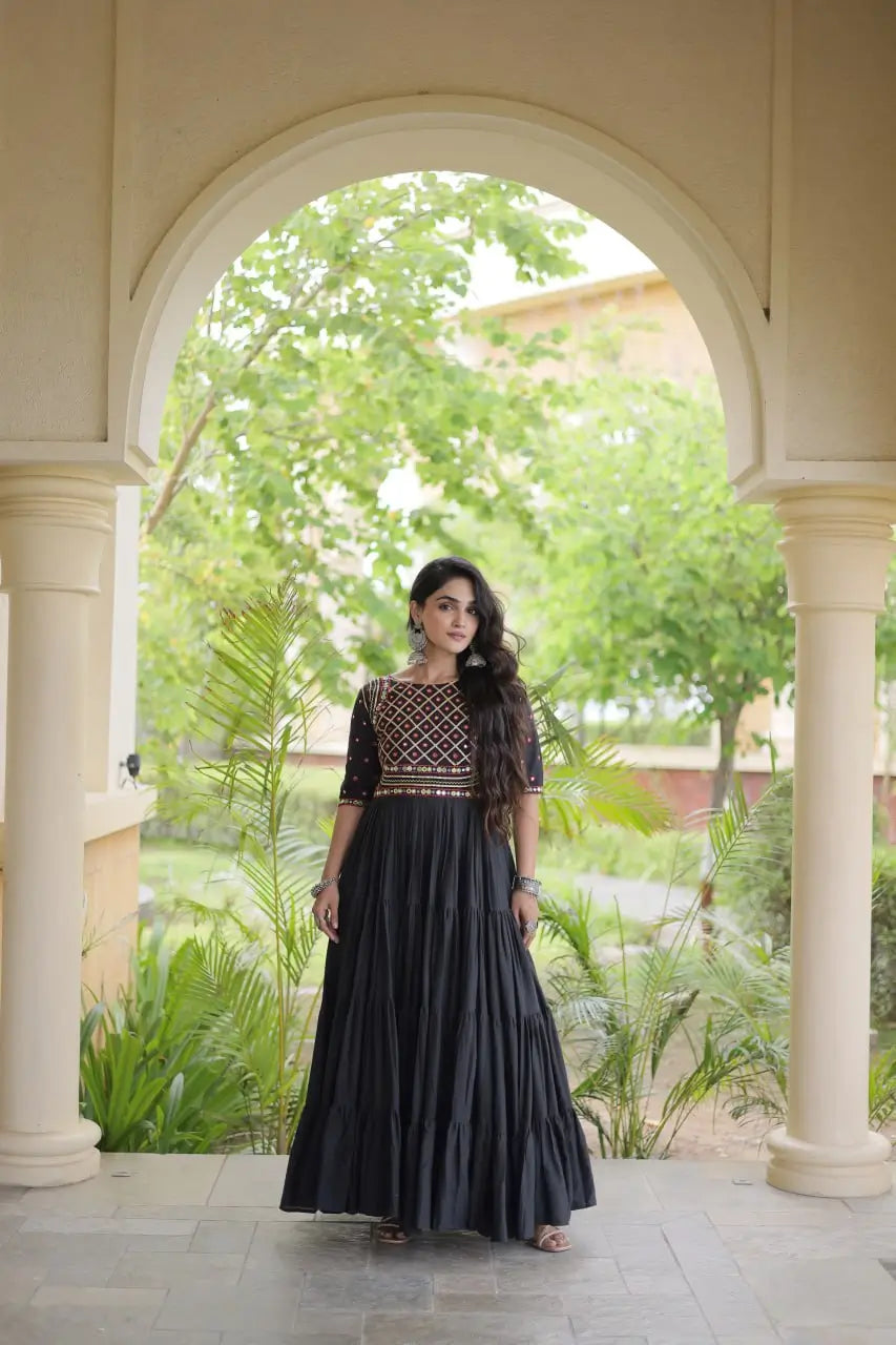 Kora Cotton Gota Patti Anarkali