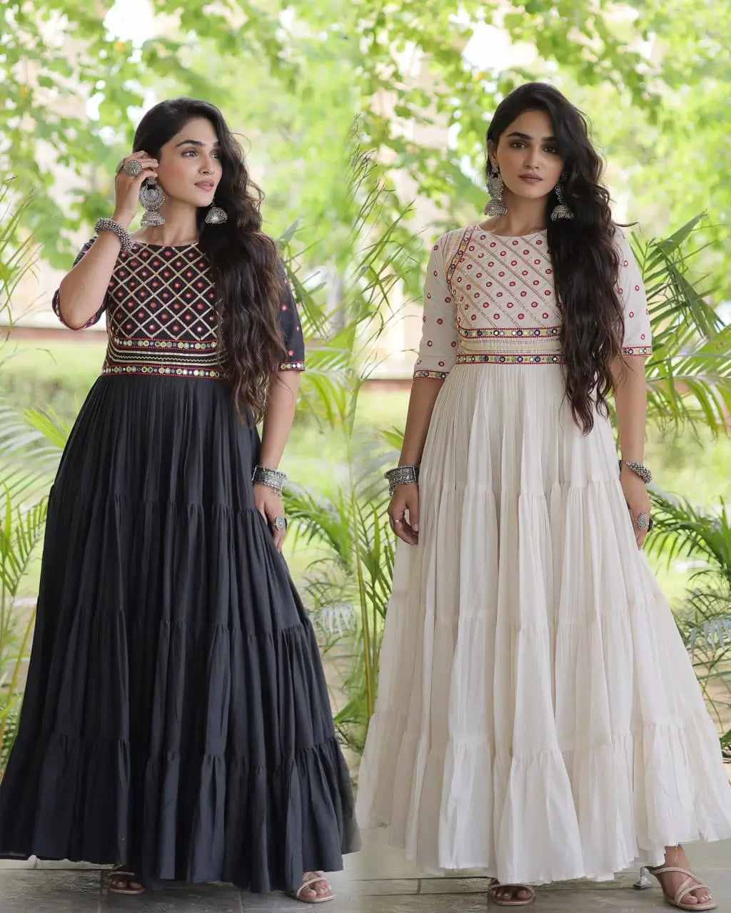 Kora Cotton Gota Patti Anarkali