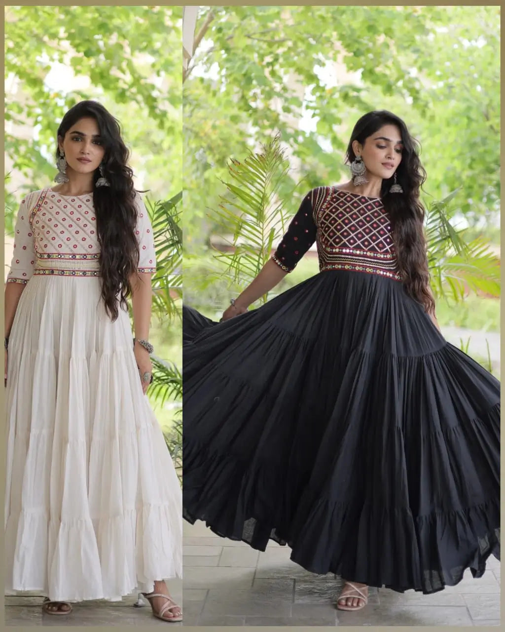 Kora Cotton Gota Patti Anarkali
