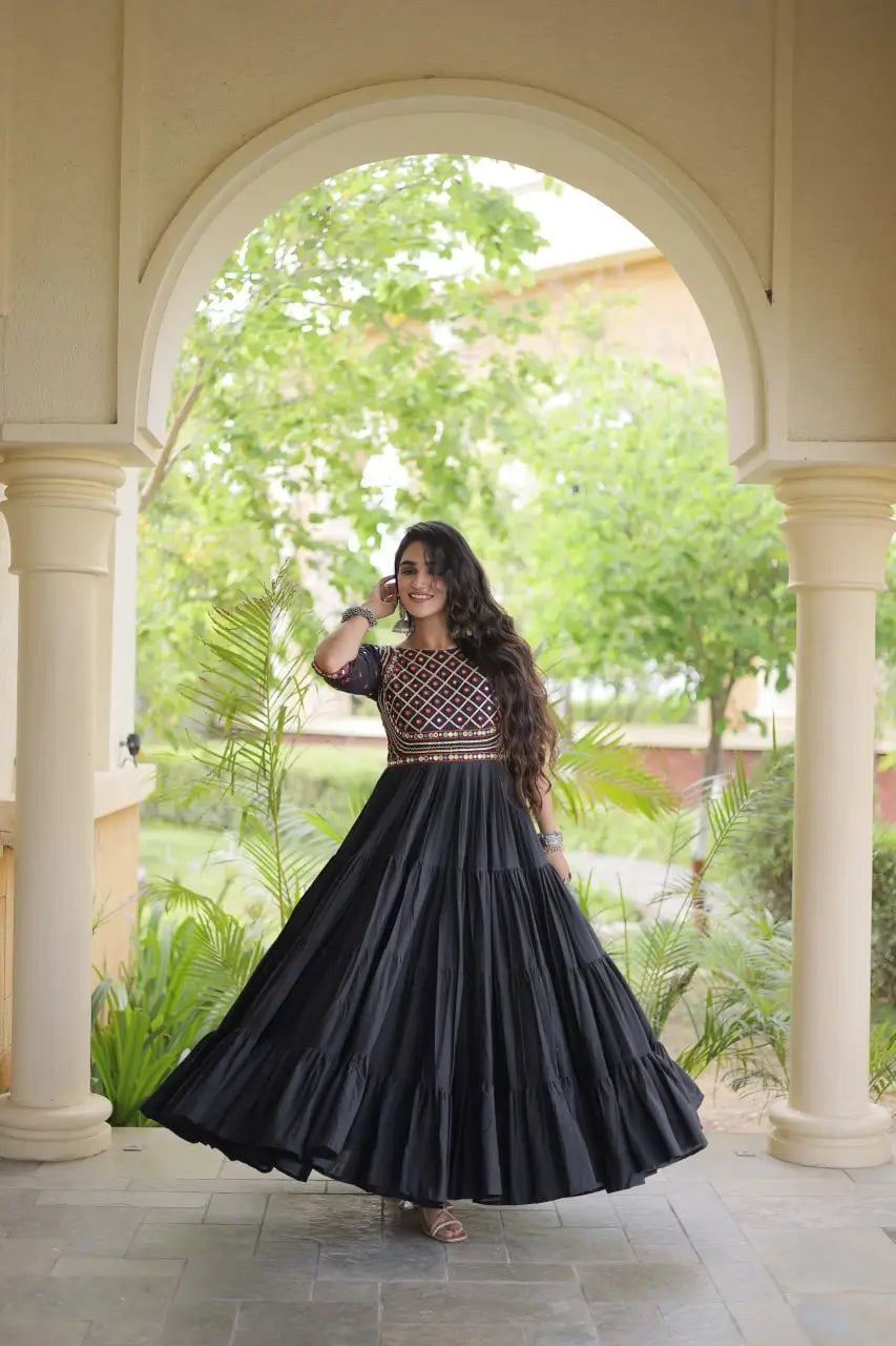 Kora Cotton Gota Patti Anarkali