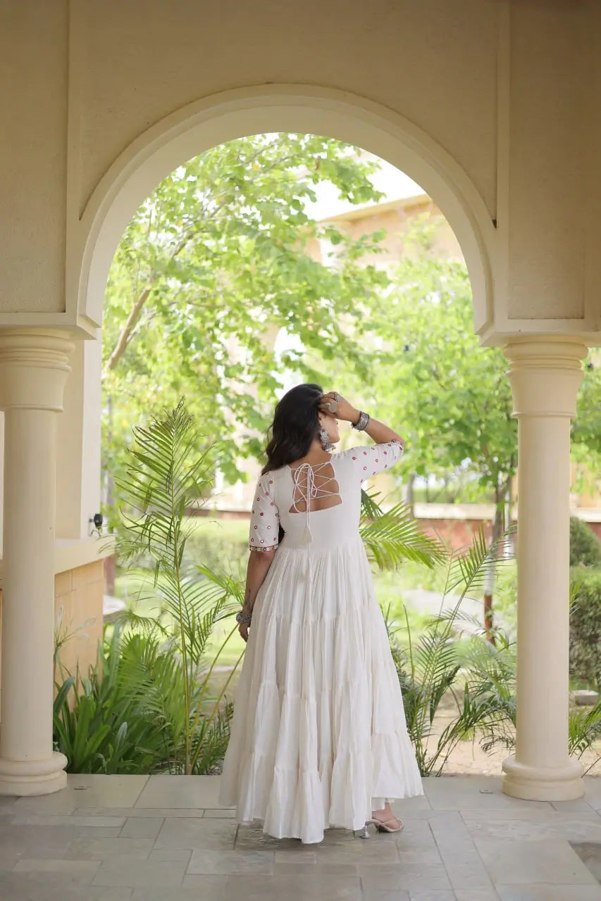 Kora Cotton Gota Patti Anarkali