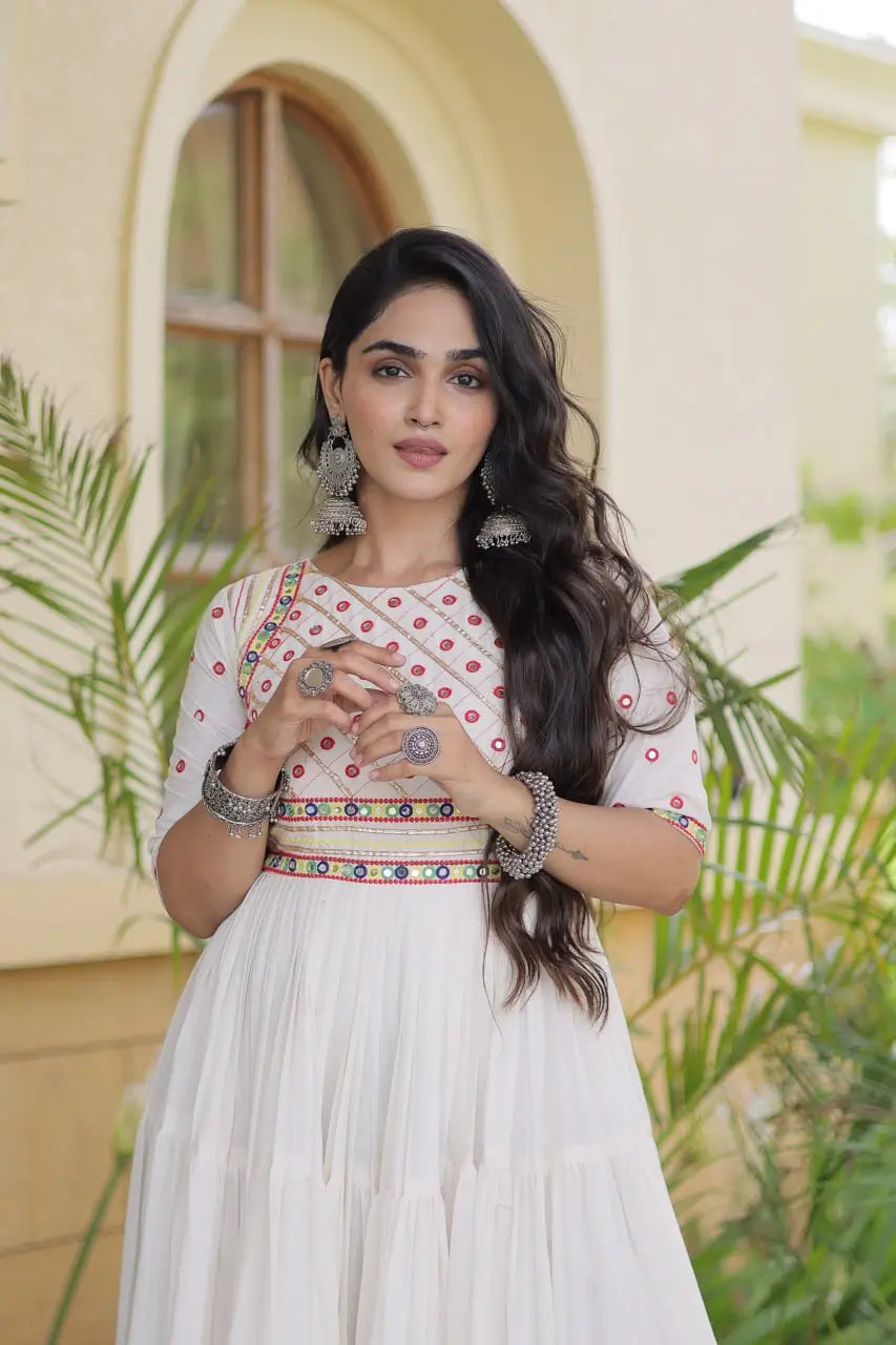 Kora Cotton Gota Patti Anarkali