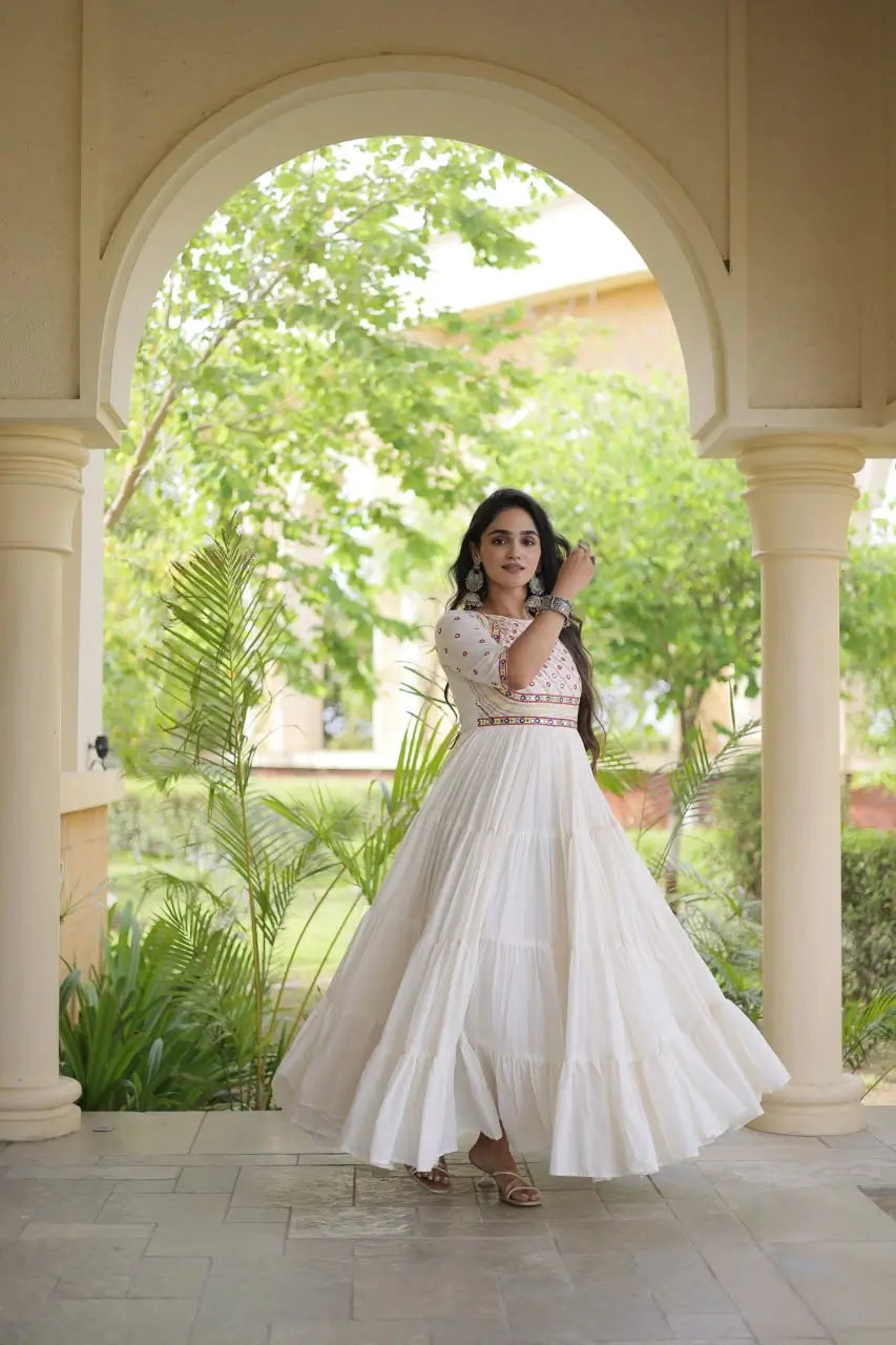 Kora Cotton Gota Patti Anarkali