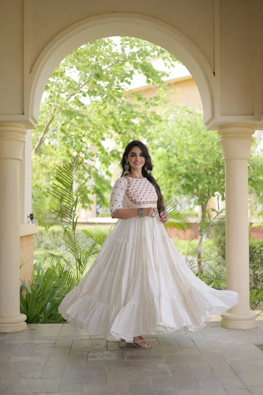 Kora Cotton Gota Patti Anarkali