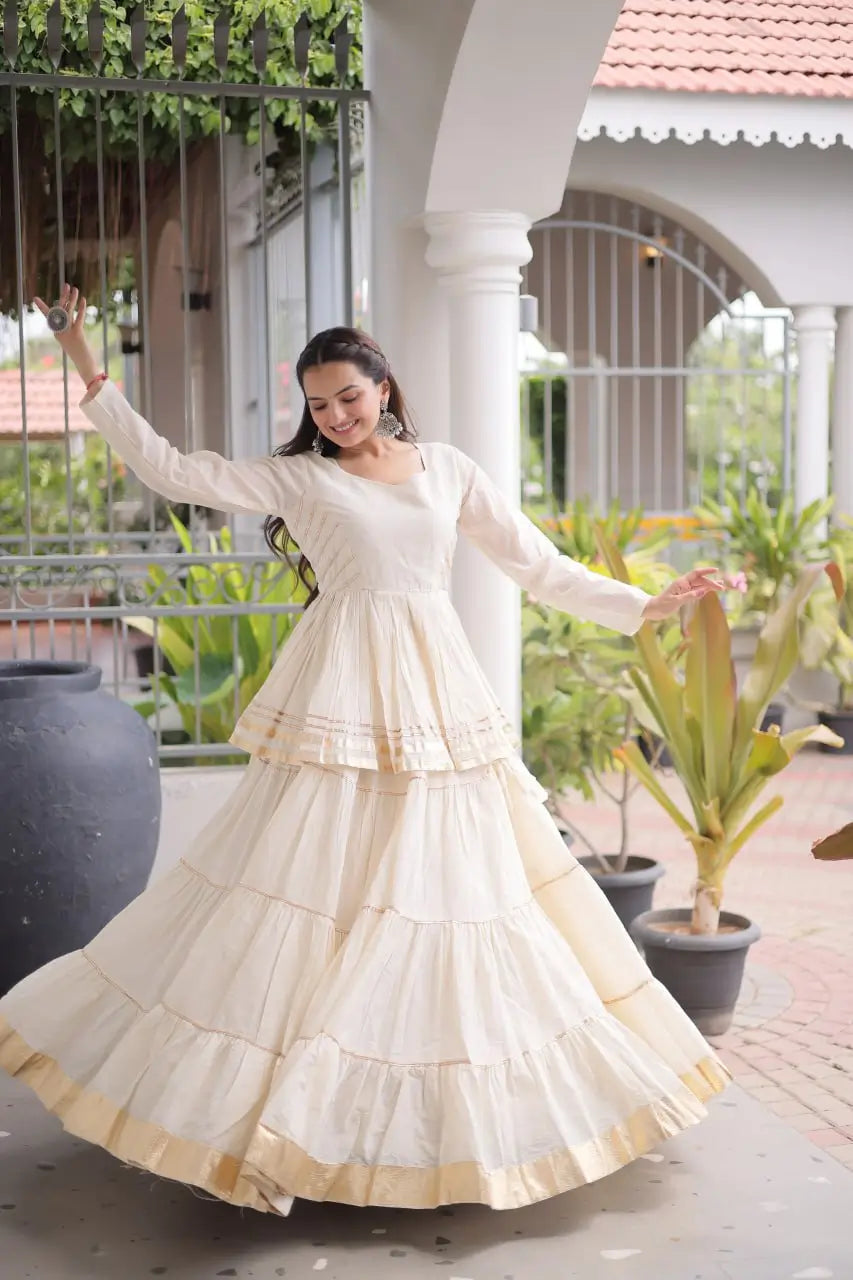 Kora Cotton Peplum Lehenga Set