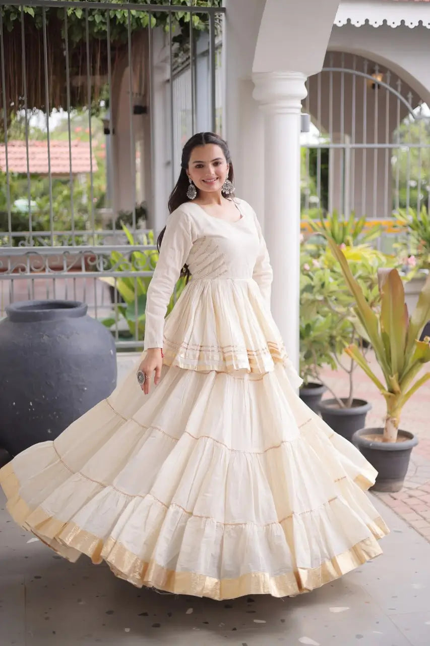 Kora Cotton Peplum Lehenga Set