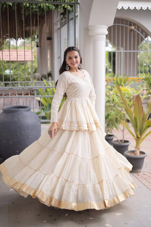 Kora Cotton Peplum Lehenga Set