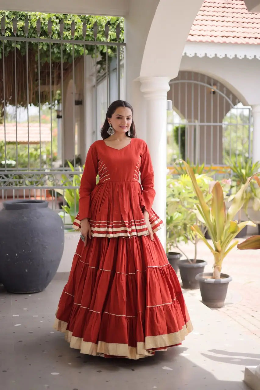 Kora Cotton Peplum Lehenga Set
