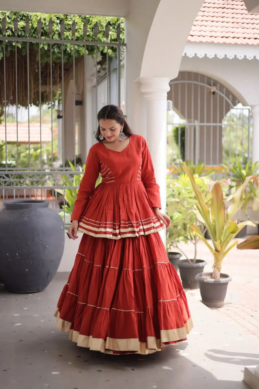 Kora Cotton Peplum Lehenga Set