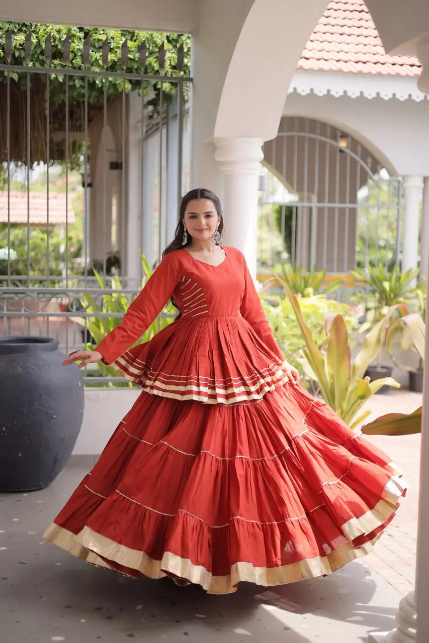 Kora Cotton Peplum Lehenga Set