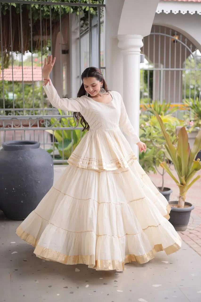 Kora Cotton Peplum Lehenga Set