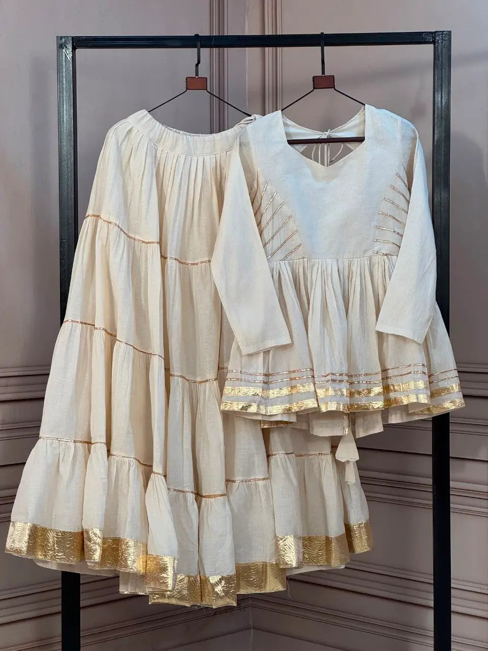 Kora Cotton Peplum Lehenga Set
