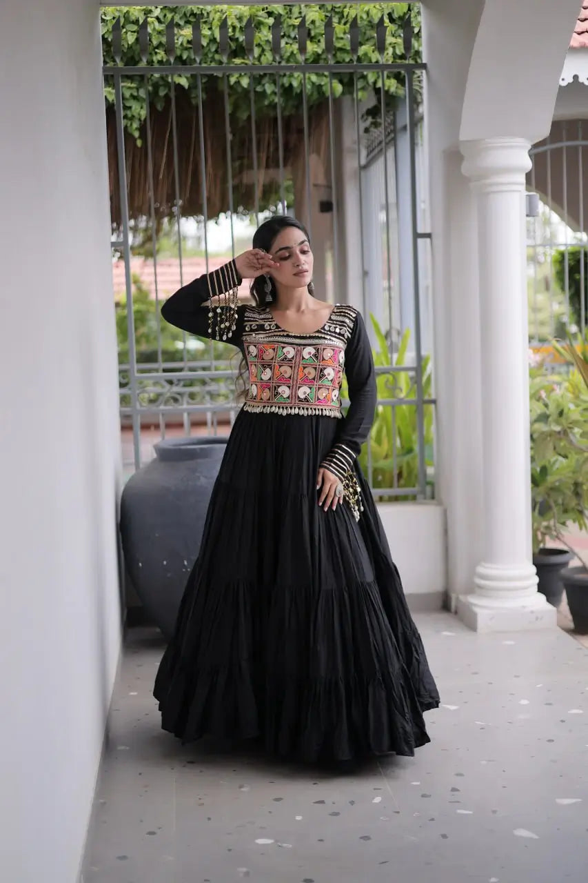 Kutchi Mirror Tiered Gown
