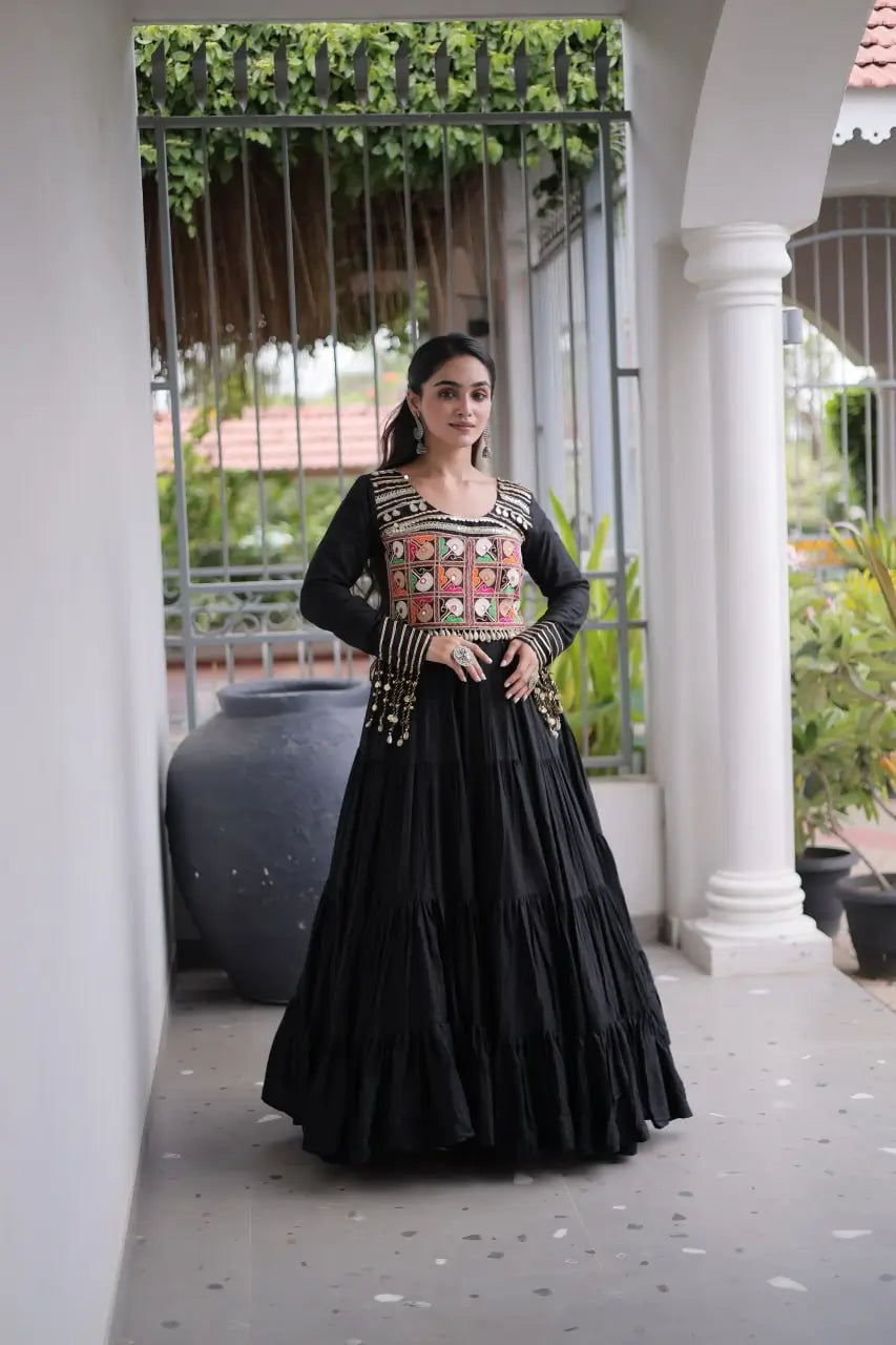 Kutchi Mirror Tiered Gown
