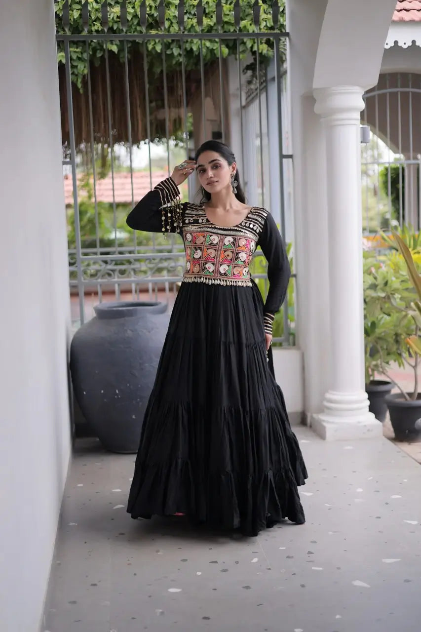 Kutchi Mirror Tiered Gown