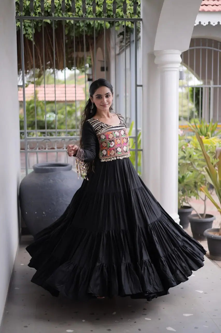Kutchi Mirror Tiered Gown